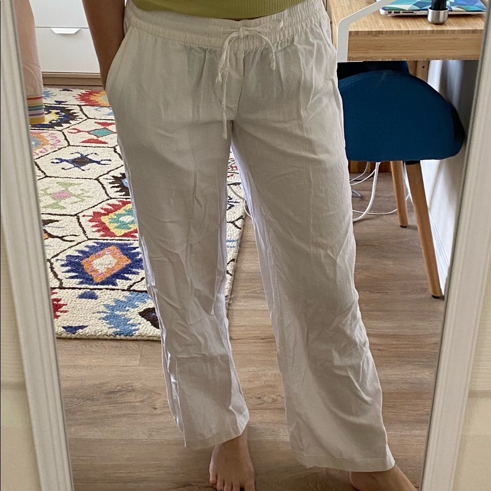 White linen pants